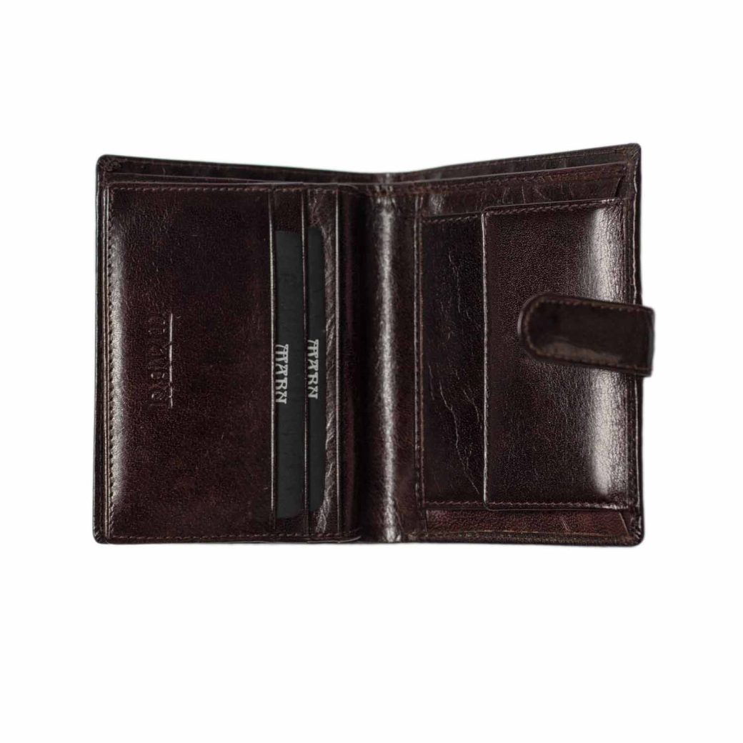 Modern tall Leather Wallet with Coin Holder