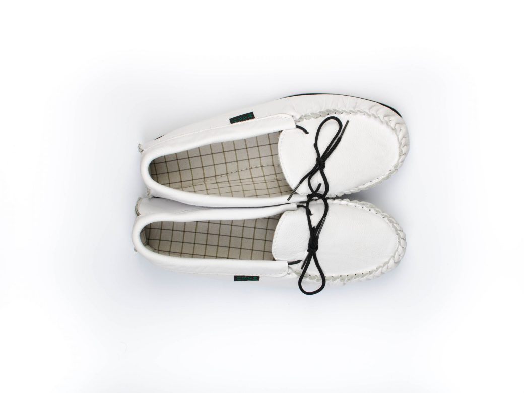 White Leather Moccasins
