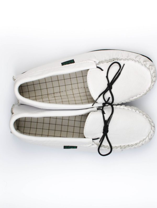 White Leather Moccasins