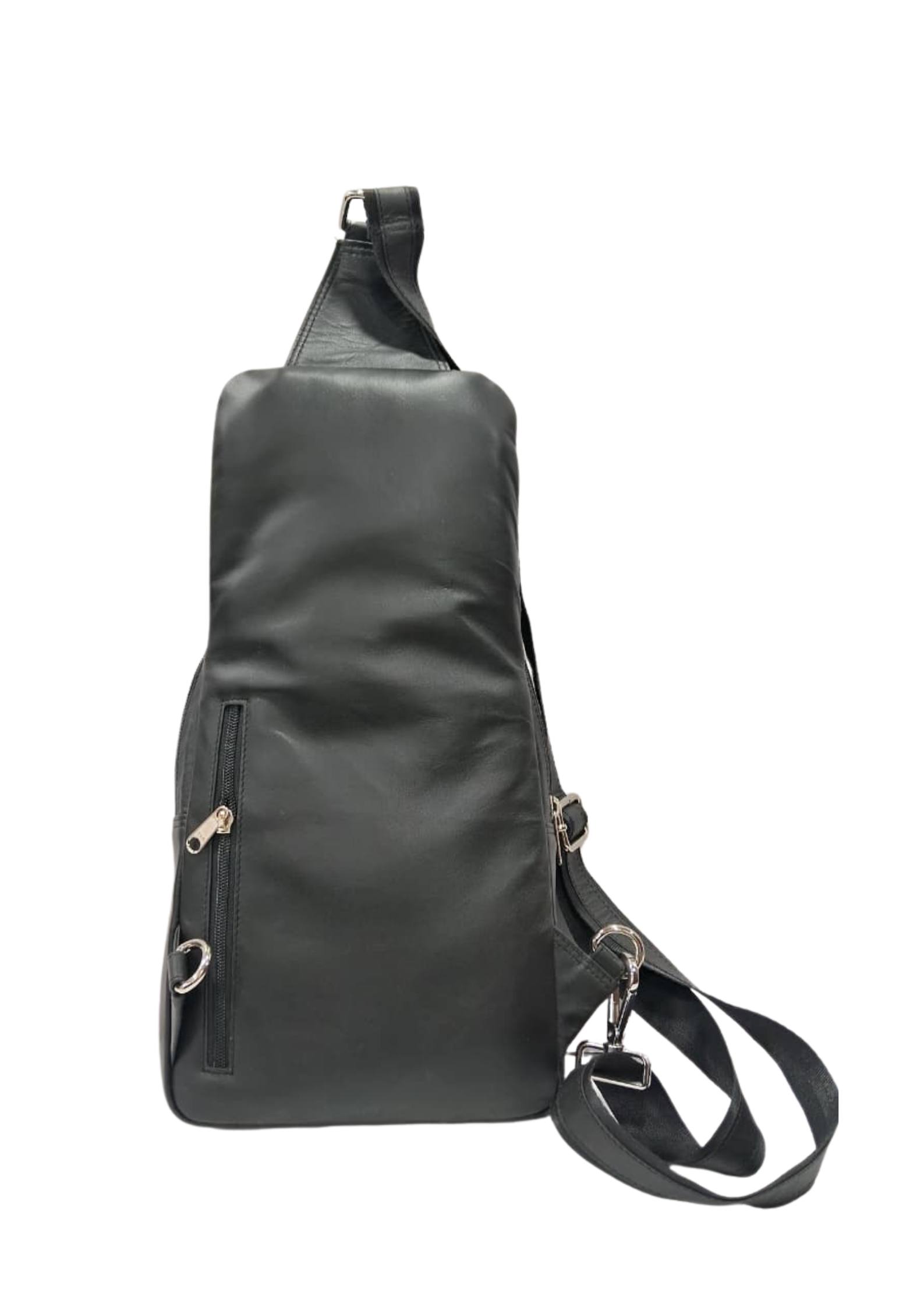 Mabu Leathers Crossbody Backpack for Men, Black - Image 2